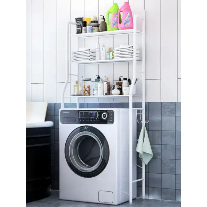 Laundry Rack Stainless Steel Επιδαπέδια Ραφιέρα Μπάνιου Μεταλλική με 3 Ράφια 68x25x160cm White