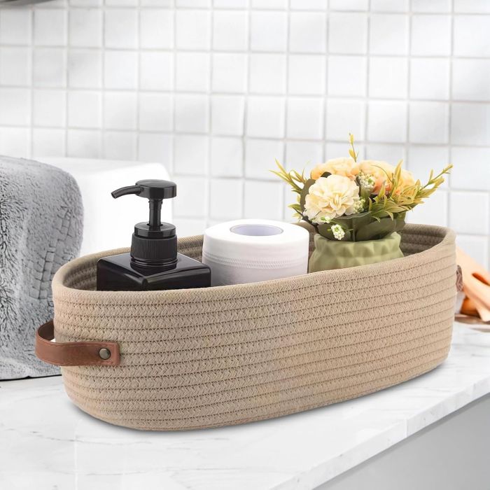 Υφασμάτινο Καλάθι Αποθήκευσης σε Χακί Χρώμα  33×15×10 cm