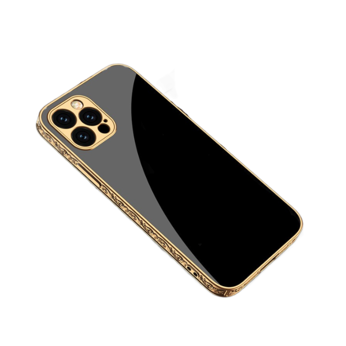 Θήκη Πλαστική Luxury Μαύρο Χρυσό ( IPhone 13 PRO )