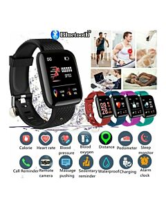 Smartwatch με Bluetooth & Παλμογράφο 116 Plus - Black OEM