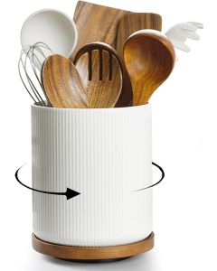 Κεραμική Βάση για Μαχαιροπίρουνα - Περιστρεφόμενη 360° με Αποσπώμενη Ξύλινη Βάση