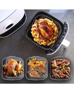 Φόρμα Σιλικόνης Μαγειρέματος για Air Fryer σε Γκρι Χρώμα 20.5x20.5x7εκ.