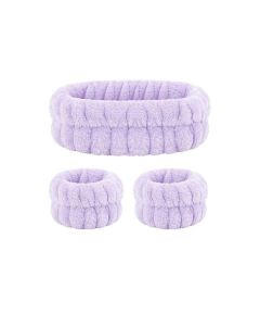 Κορδέλα για Μαλλιά και Περικάρπια για Ντεμακιγιάζ Σετ 3 Τεμαχίων Μωβ