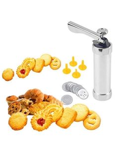 Μπισκοτομηχανή Ανοξείδωτη με 20 Δίσκους Σχεδίων & 4 Μύτες Διακόσμησης