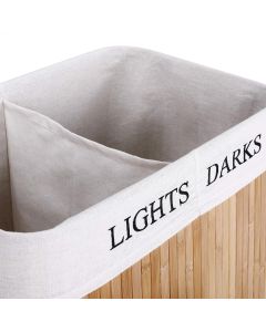 Πτυσσόμενο Καλάθι Απλύτων από Μπαμπού με 2 Χώρους – 52x32x60cm