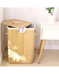 Πτυσσόμενο Καλάθι Απλύτων από Μπαμπού με Καπάκι – 40x30x60cm